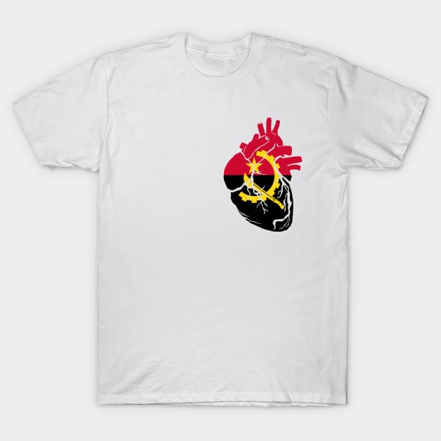 Angolan flag heart T-Shirt by Bun Art Store